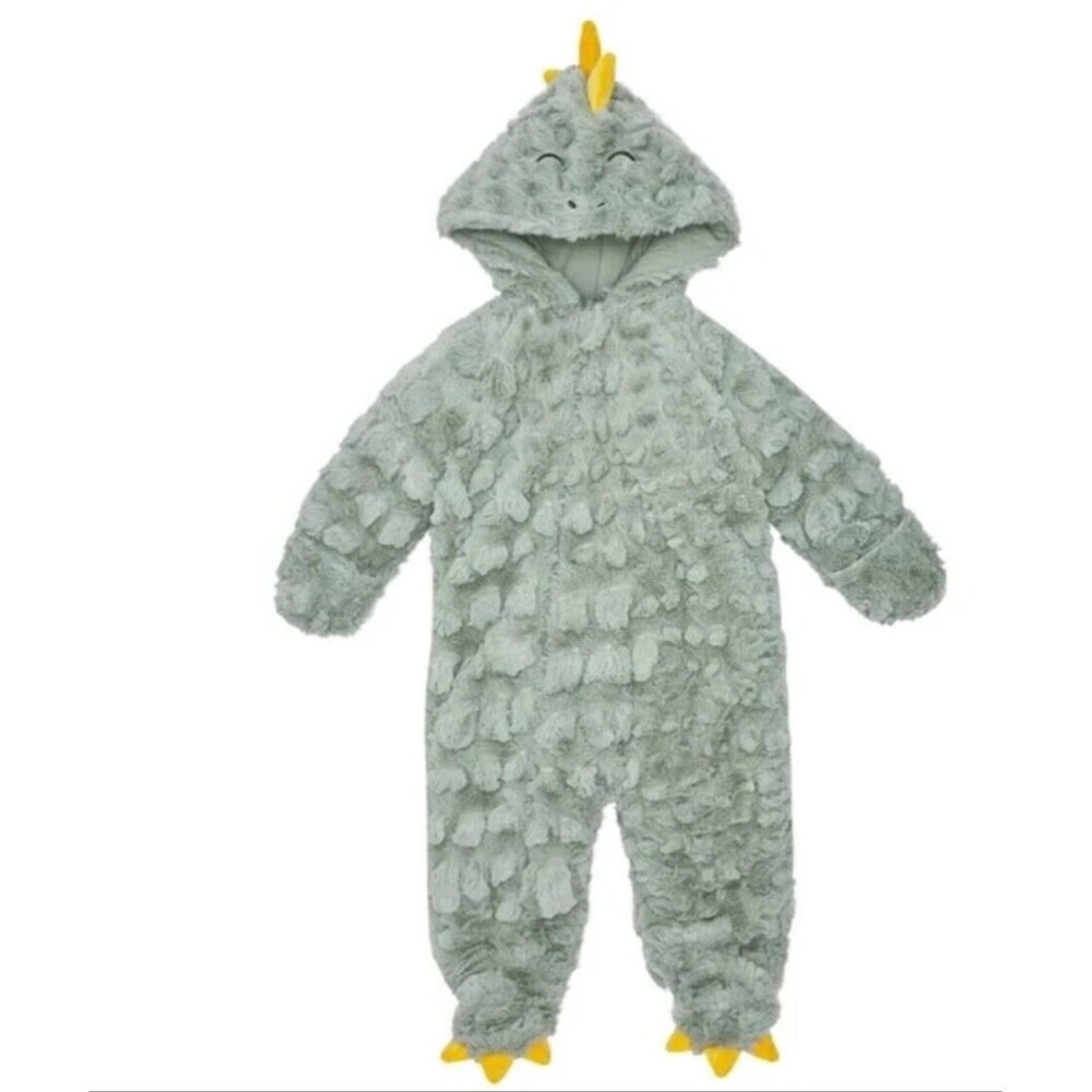 Koala Baby 3-6 m Green Snowsuit Dino Hooded 1-Piece Plush Pram Faux Fur Bunting